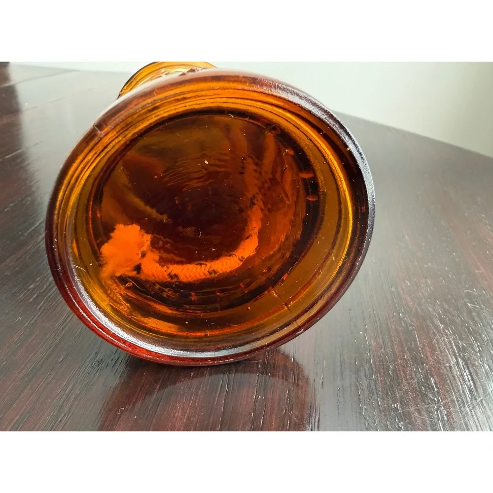 Vintage Amber Glass Miniature‎ Oil Lamp The Last Supper Religious Lantern 6 inch